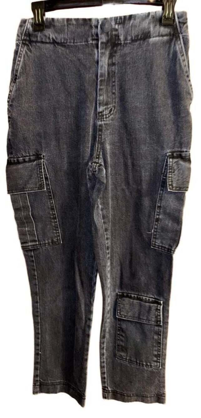 Lily Belle Acid Wash Black Denim Cargo Pants Size 34